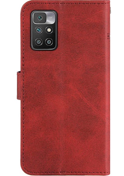 Çizgiler Basılı Premium Pu Deri Cüzdan Stand Xiaomi Için Bilek Kayışı ile Flip Koruyucu Telefon Kılıfı Not 11 4g (Mediatek)/10 4g (2021)/10 2022 4g/10 Prime-Red (Yurt Dışından) modelleri