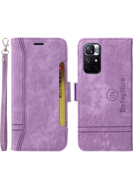 Xiaomi Redmi Için Note 11 Pro 5g (Mediatek)/note 11 Pro+ 5g/poco X4 NFC/11I 5g Baskılı Dikiş Hattı Deri Kılıf Telefon Cüzdan Stand Kapak-Yüksek (Yurt Dışından)