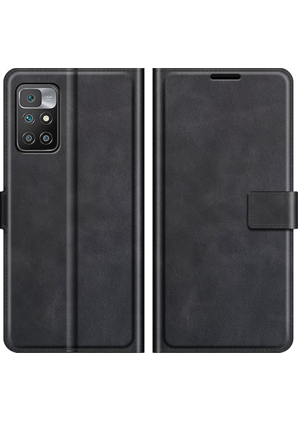 Folio Flip Manyetik Toka Deri Telefon Kılıfı Cüzdan Stand Kapağı Xiaomi Redmi Not 11 4g (Mediatek)/redmi 10 4g (2021)/REDMI 10 2022 4g/redmi 10 Prime-Black (Yurt Dışından)