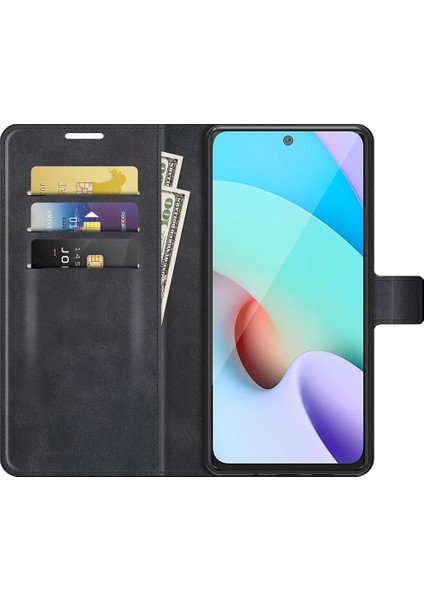 Folio Flip Manyetik Toka Deri Telefon Kılıfı Cüzdan Stand Kapağı Xiaomi Redmi Not 11 4g (Mediatek)/redmi 10 4g (2021)/REDMI 10 2022 4g/redmi 10 Prime-Black (Yurt Dışından) fırsatları