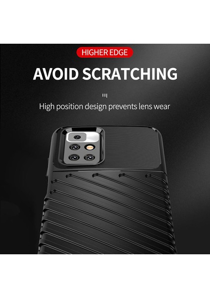 Thunder Serisi Twill Doku Anti-Çizelge Yumuşak Tpu Ince Uygun Xiaomi Redmi Için Esnek Telefon Kılıfı 10 4g (2021)/10 Prime/10 2022 4g/not 11 4g (Mediatek) -Black (Yurt Dışından) fiyatları