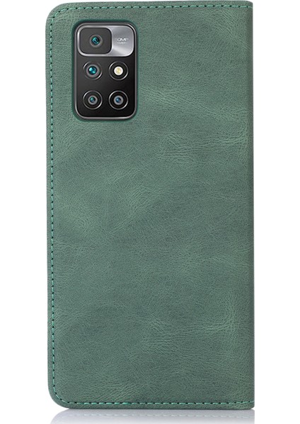 Çizgiler Pu Deri Deri Touch Flip Kılıf Xiaomi Için Redmi Için Tasarım Telefon Kapağı Not 11 4g (Mediatek)/redmi 10 4g (2021)/REDMI 10 2022 4g/10 Prime-Green (Yurt Dışından)