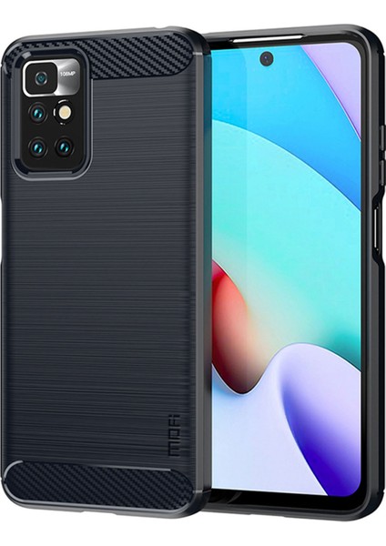 Fırçalanmış Karbon Fiber Yüzey Yumuşak Tpu Xiaomi Redmi Için Telefon Geri Kılıf Not 11 4g (Mediatek)/10 4g (2021)/10 2022 4g/10 Prime-Blue (Yurt Dışından)