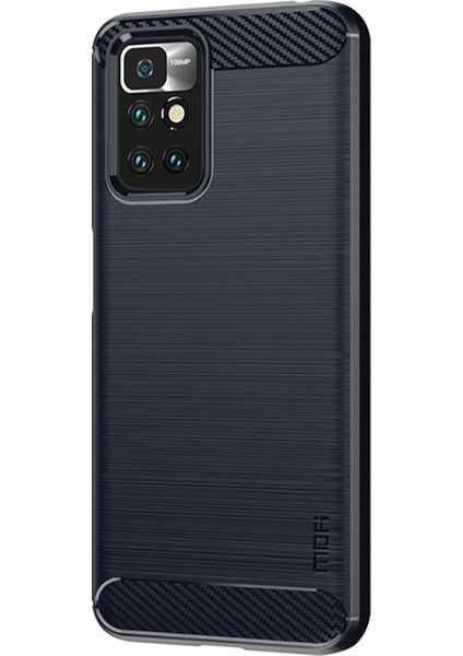 Fırçalanmış Karbon Fiber Yüzey Yumuşak Tpu Xiaomi Redmi Için Telefon Geri Kılıf Not 11 4g (Mediatek)/10 4g (2021)/10 2022 4g/10 Prime-Blue (Yurt Dışından) modelleri