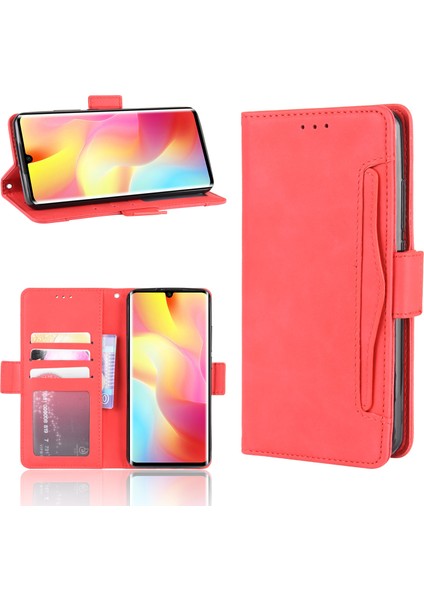 Xiaomi Mi Için Stand Pu Deri Kapağı ile Not 10 Lite-Red (Yurt Dışından)