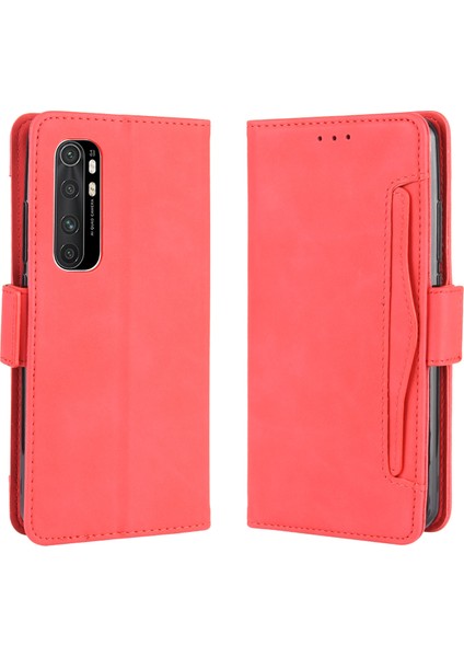 Xiaomi Mi Için Stand Pu Deri Kapağı ile Not 10 Lite-Red (Yurt Dışından)