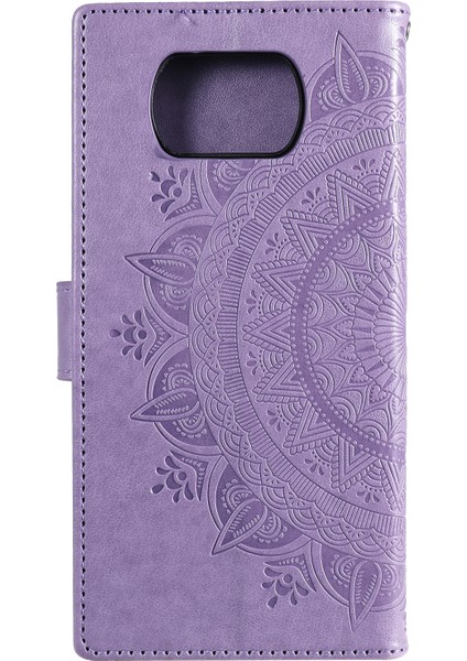 Xiaomi Poco X3 Nfc/poco X3/x3 Pro-Morası Için Strap ile Basılı Mandala Çiçek Cüzdan Deri Kılıf (Yurt Dışından)