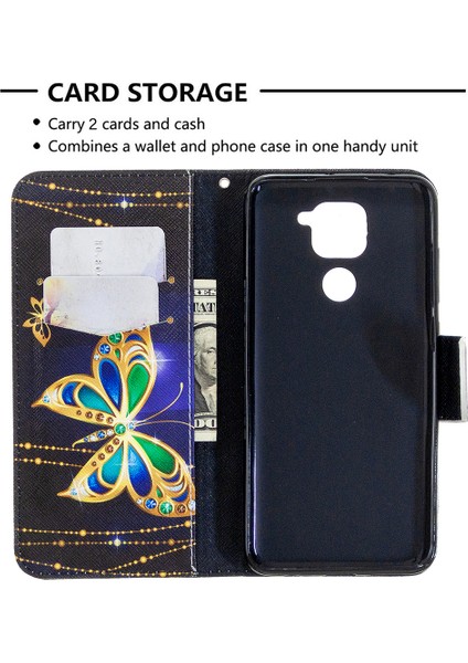 Desen Baskı Cüzdan Deri Kabuğu Xiaomi Için Deri Kabuk Not 9/redmi 10X 4g-Diamante Kelebek (Yurt Dışından) modelleri