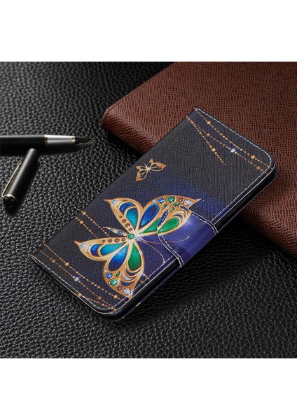 Desen Baskı Cüzdan Deri Kabuğu Xiaomi Için Deri Kabuk Not 9/redmi 10X 4g-Diamante Kelebek (Yurt Dışından) fırsatları