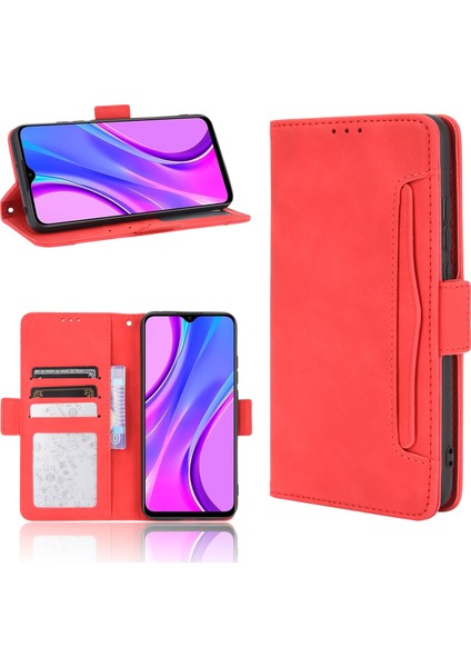 Pu Deri Cüzdan Stand Kapak Kılıfı Xiaomi Redmi 9 (Hindistan)/xiaomi Redmi 9c/redmi 9c Nfc/redmi 10A-KIRMIZI (Yurt Dışından)