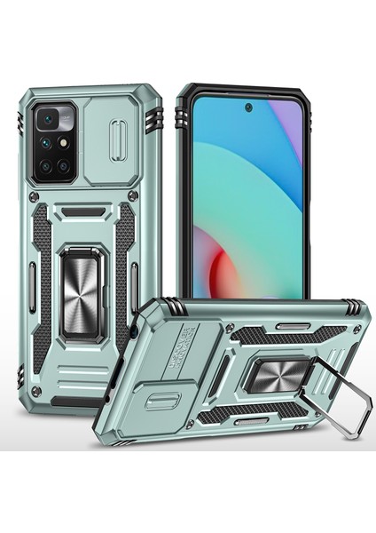 Xiaomi Için Zırh Serisi Redmi 10 4g (2021)/REDMI 10 2022 4g/redmi Not 11 4g (Mediatek) Kickstand Case Slayt Kamera Koruması Pc+Tpu Çift Layla Sağlam Kapak Yeşillüğü (Yurt Dışından)