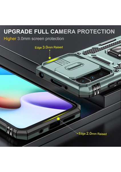 Xiaomi Için Zırh Serisi Redmi 10 4g (2021)/REDMI 10 2022 4g/redmi Not 11 4g (Mediatek) Kickstand Case Slayt Kamera Koruması Pc+Tpu Çift Layla Sağlam Kapak Yeşillüğü (Yurt Dışından) modelleri