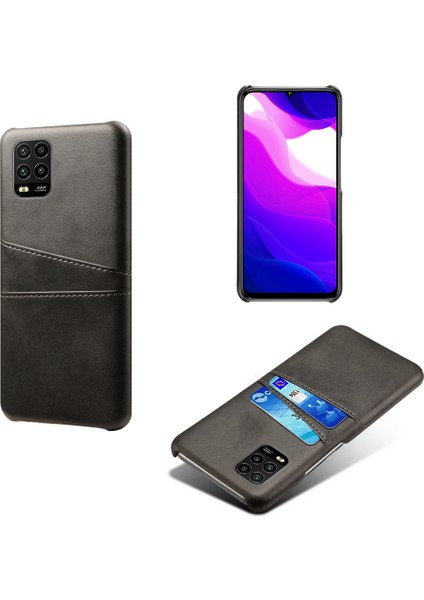 Çift Kart Yuvaları ile Pu Deri Kaplamalı Xiaomi Mi 10 Lite 5g-Black Için (Yurt Dışından)
