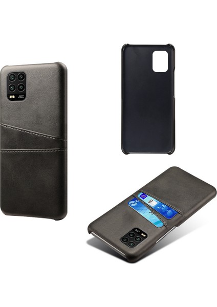 Çift Kart Yuvaları ile Pu Deri Kaplamalı Xiaomi Mi 10 Lite 5g-Black Için (Yurt Dışından)