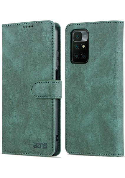 Cüzdan Standı Deri Kasa Foli Flip Telefon Vaka Koruyucusu Xiaomi Redmi Not 11 4g (Mediatek)/10 4g (2021)/10 2022 4g/10 Prime-Green (Yurt Dışından)