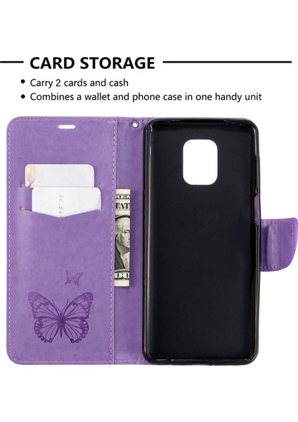 Baskı Kelebekleri Cüzdan Stand Flip Deri Kılıfı Xiaomi Redmi Note 9 Pro Max/not 9 Pro/not 9s-Purple (Yurt Dışından) modelleri