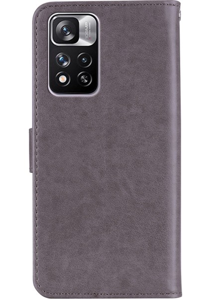 Pu Deri Manyetik Tokaton Dekor Dekor Telefon Kasası Cüzdan Baykuş Çiçek Baskılı Kabuk Kapağı Xiaomi Için Kayış ile Basılı Kabuk Kapağı Note 11 Pro 5g (Çin) (Mediatek)/11 Pro+ 5g-Grey (Yurt Dışından) fiyatları