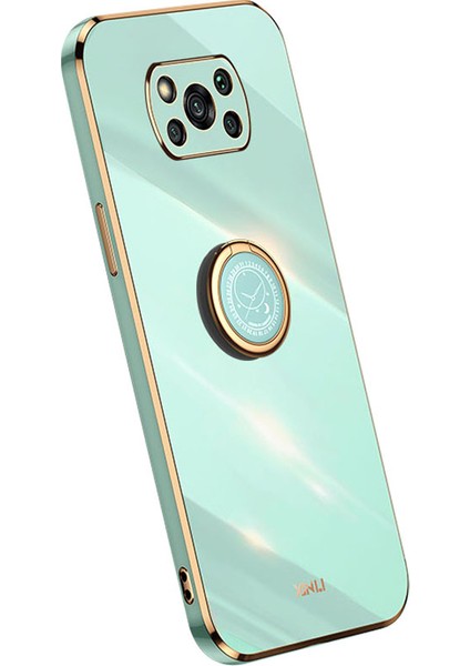 Xiaomi Poco Için Xinli Arka Kabuk X3/x3 Pro/x3 Nfc, Yüzük Kickstand Case Elektrokaplama Altın Kenar Yumuşak Tpu Kapak-Chyan (Yurt Dışından)