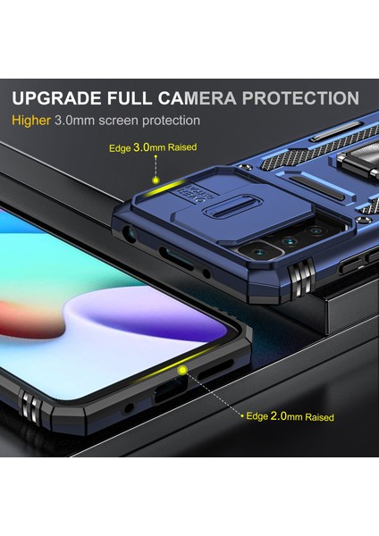 Xiaomi Için Zırh Serisi Redmi 10 4g (2021)/REDMI 10 2022 4g/redmi Not 11 4g (Mediatek) Kickstand Case Slayt Kamera Koruması Pc+Tpu Çift Layla Sağlam Kapak Dark Mavi (Yurt Dışından) modelleri