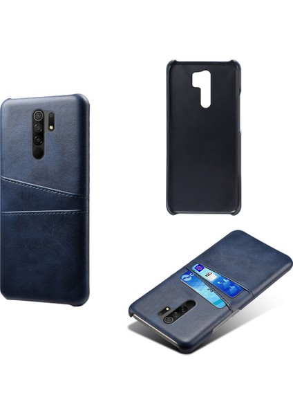 Çift Kart Yuvası ile Pu Deri Kaplı Pc Kabuğu Xiaomi Redmi 9-Blue Için (Yurt Dışından) fiyatları