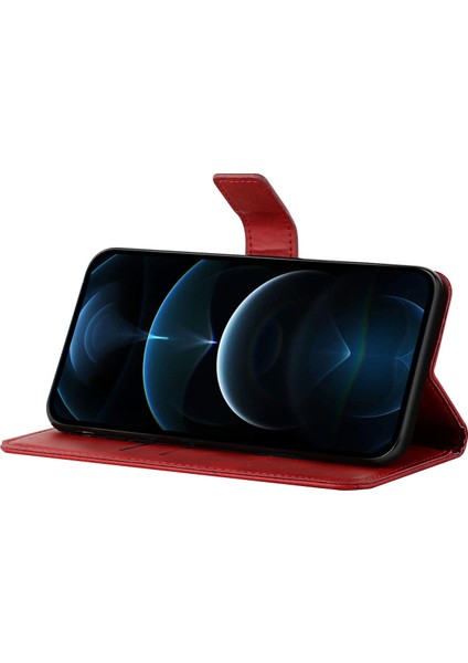 Baskı Çizgisi Tasarımı Düz ​​renk Pu Deri Koruyucu Telefon Kapak Kılıfı Xiaomi Redmi Için Cüzdan Standı Not 11 Pro 5g (Çin) (Mediatek)/not 11 Pro+ 5g-Kırmızı (Yurt Dışından) fiyatları