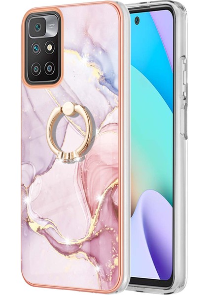 Mermer Tasarım Imd Iml Elektrokaplatma Tpu Xiaomi Redmi Için Yüzük Tutucu Kickstand ile Telefon Arka Kapak Kılıfı Not 11 4g (Mediatek)/10 4g (2021)/10 2022 4g/10 Prime-Rose Gold (Yurt Dışından) fiyatları