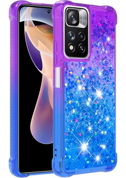 Le3 Serisi Gradyan Akan Hızlı ve Çekmeye Dayanıklı Yumuşak Tpu Cep Telefon Kılıfı Xiaomi Redmi Için Not 11 Pro+ 5g/redmi Not 11 Pro 5g (Çin) (Mediatek) -Purple Blue (Yurt Dışından)
