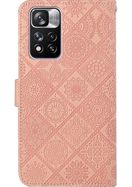 Çekim Dirençli Baskı Etnik Tarzı Çiçek Manyetik Toka Cüzdanı Pu Deri Kabuk Xiaomi Redmi Note 11 Pro 5g (Çin) (Mediatek)/not 11 Pro+ 5g-Pink (Yurt Dışından) fırsatları