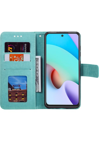 Xiaomi Için Redmi 10 4g (2021)/REDMI 10 2022 4g/redmi 10 Prime/redmi Not 11 4g (Mediatek) Basılı Mandala Çiçek Pu Deri Deri Cüzdan Stand Telefon Flip Kapak Kılıf Yeşili (Yurt Dışından) fırsatları