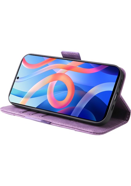 Xiaomi Redmi Için Not 11 5g (Mediatek)/not 11T 5g/not 11S 5g/poco M4 Pro 5g Pu Deri Stand Cüzdan Kılıfı Baskılı Dikiş Hattı Telefon Kapak-Yüksek (Yurt Dışından) modelleri