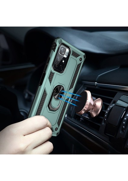 Yüzük Kickstand Fonksiyon Anti-Çizgi Şok Geçirmez Sabit Pc Sabit Tpu Koruyucu Koruyucu Koruyucu Koruyucu Kılıf Not 11 5g (Çin) (Mediatek)/redmi Not 11T 5g/not 11S 5g-Dark Yeşil (Yurt Dışından) fırsatları