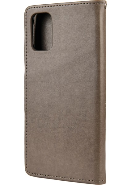 Xiaomi Poco M3-Grey Için Baskı Kelebek Desen Deri Cüzdan Telefon Kabuğu (Yurt Dışından)