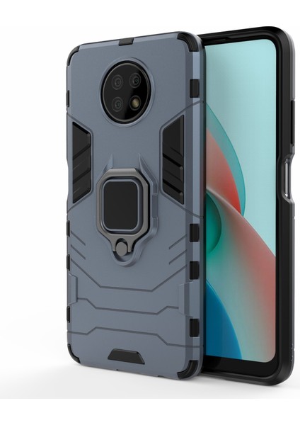 Pc+Tpu Hibrit Kabuk Parmak Yüzük Tutucu Xiaomi Redmi Için Kickstand Case Note 9 5g/redmi Not 9t 5g-Blue (Yurt Dışından)