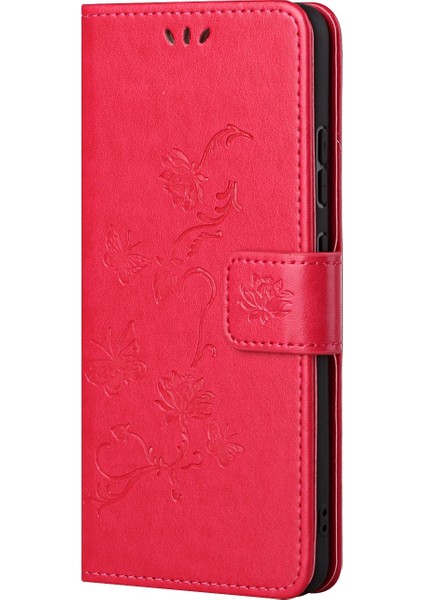 Ayarlanabilir Stand Tasarım Kelebek Çiçekleri Baskı Anti-Çizgiye Dönüştüren Xiaomi Redmi Için Şık Deri Telefon Cüzdan Kapağı 10 4g (2021)/10 Prime/10 2022 4g/not 11 4g (Mediatek) -Red (Yurt Dışından) fiyatları