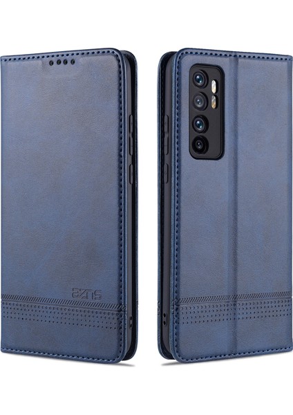 Otomatik Emilen Pu Deri+Tpu Cüzdan Stand Telefon Kapak Kılıfı Xiaomi Mi Note 10 Lite-Blue (Yurt Dışından)
