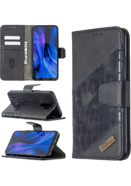 Xiaomi Redmi 9-Black Için Çeşitli Timsah Deri Deri Cüzdan Kılıfı (Yurt Dışından)
