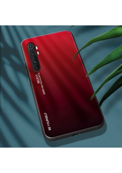 Gradyan Renk Koruması Temperli Cam+Pc+Tpu Hibrit Kılıf Xiaomi Mi Note 10 Lite-Red/siyah (Yurt Dışından)