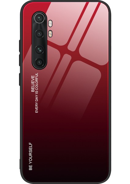 Gradyan Renk Koruması Temperli Cam+Pc+Tpu Hibrit Kılıf Xiaomi Mi Note 10 Lite-Red/siyah (Yurt Dışından)