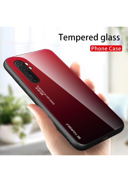 Gradyan Renk Koruması Temperli Cam+Pc+Tpu Hibrit Kılıf Xiaomi Mi Note 10 Lite-Red/siyah (Yurt Dışından)