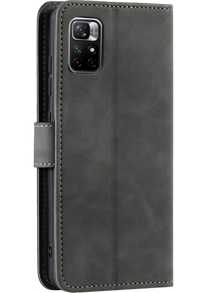 Birleştirme Dikiş Cilt Dokunuşu Hissi Tam Koruma Pu Deri Kapak Iç Tpu Telefon Kasası Kabuk Xiaomi Için Stant Cüzdanı Not 11 Pro 5g (Çin) (Mediatek)/not 11 Pro+ 5g-Grey (Yurt Dışından) modelleri