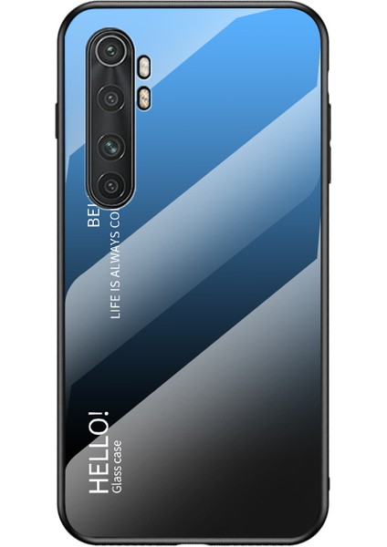 Gradyan Renk Temsilli Cam+Pc+Tpu Hibrit Kapak Xiaomi Mi Note 10 Lite-Mavi/siyah (Yurt Dışından)