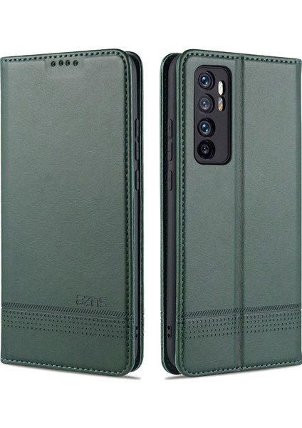 Otomatik Emilen Pu Deri+Tpu Cüzdan Stand Telefon Kapağı Kılıfı Xiaomi Mi Note 10 Lite-Yeşil (Yurt Dışından)