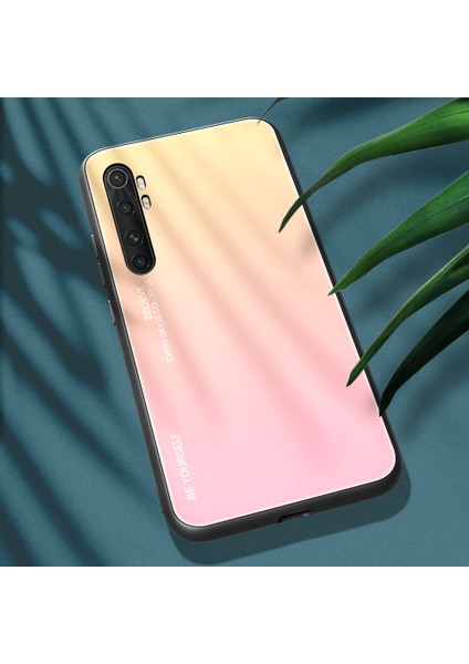 Gradyan Renk Koruması Temperli Cam+Pc+Tpu Hibrit Kılıf Xiaomi Mi Note 10 Lite-Gold/pembe (Yurt Dışından)