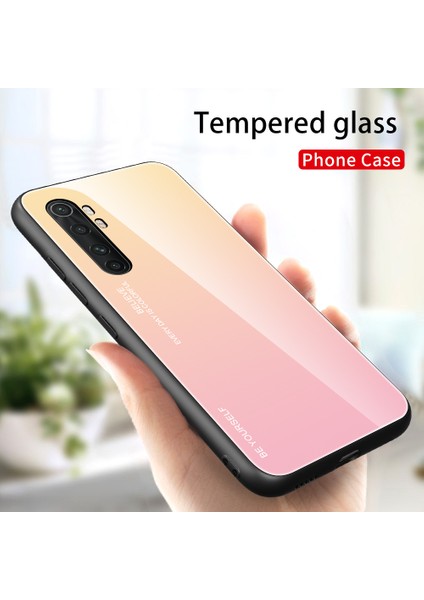 Gradyan Renk Koruması Temperli Cam+Pc+Tpu Hibrit Kılıf Xiaomi Mi Note 10 Lite-Gold/pembe (Yurt Dışından)