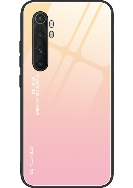 Gradyan Renk Koruması Temperli Cam+Pc+Tpu Hibrit Kılıf Xiaomi Mi Note 10 Lite-Gold/pembe (Yurt Dışından)