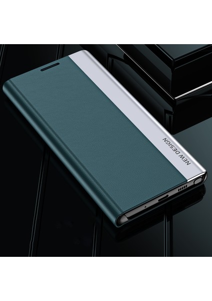 Pencere Tasarım Standı Tasarım Deri Telefon Kapak Kılıfı Xiaomi Redmi Note 11 Pro+ 5g/redmi Note 11 Pro 5g (Çin) (Mediatek) -Green (Yurt Dışından) modelleri