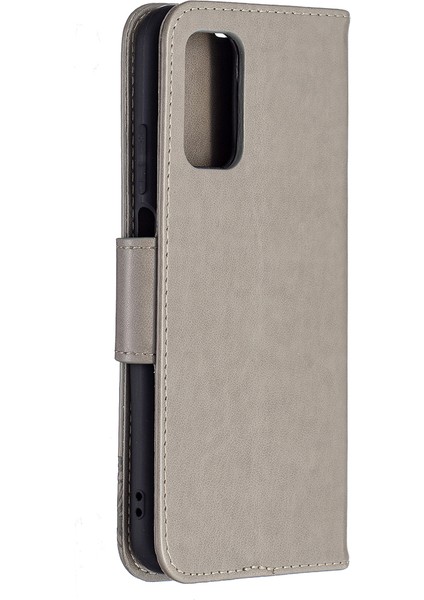 Xiaomi Için Poco M3 Baskı Kelebekleri Cüzdan Stand Flip Deri Telefon Shell-Grey (Yurt Dışından)