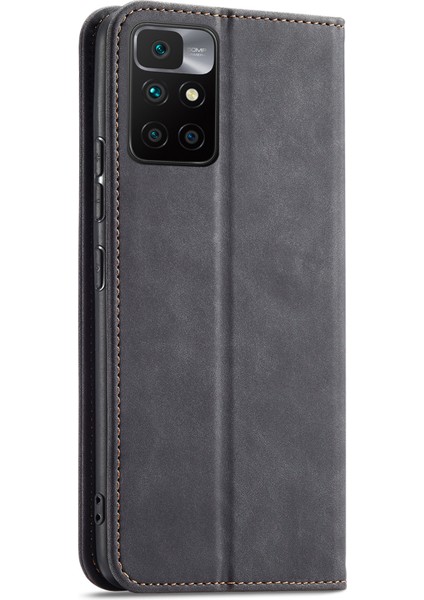 Çift Kenar Dikiş Tasarım Kılıfı Otomatik Kapatma Xiaomi Redmi Için Tam Koruma Deri Telefon Kapağı Not 11 4g (Mediatek)/redmi 10 4g (2021)/REDMI 10 2022 4g/10 Prime-Black (Yurt Dışından) modelleri