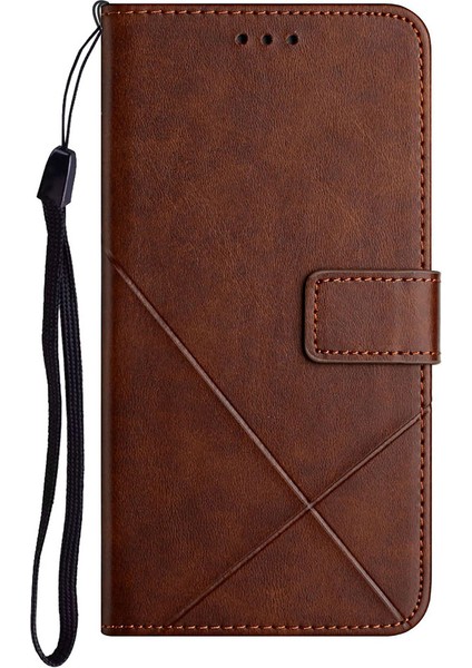 Stripe Deri Telefon Kasası Düz Renkli Cüzdan Telefon Kabuğu Xiaomi Için Redmi 10 4g (2021)/REDMI 10 2022 4g/redmi Not 11 4g (Mediatek)/redmi 10 Prime-Dark Brown (Yurt Dışından) fırsatları