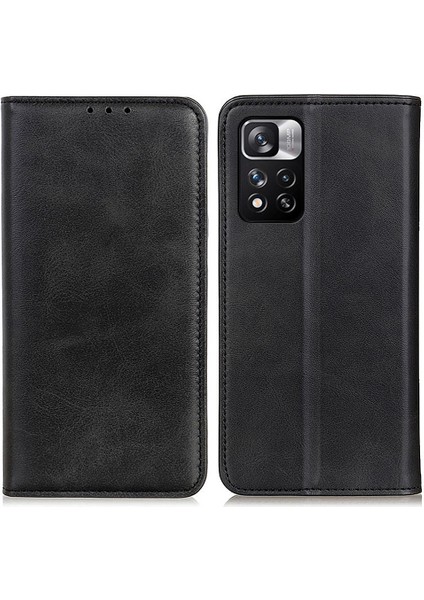 Manyetik Otomatik Emici Bölünmüş Deri Kapak+ Tpu Iç Kasa Cüzdan Standı Koruyucu Kapak Kabuğu Xiaomi Redmi Note 11 Pro 5g (Çin) (Mediatek)/11 Pro+ 5g-Black (Yurt Dışından)